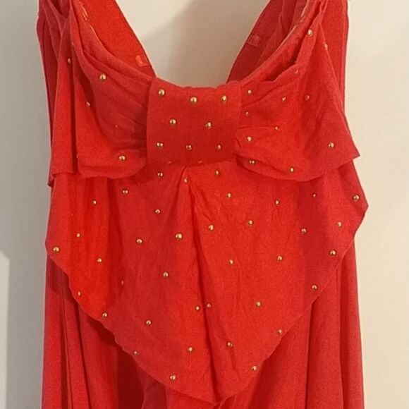 Umgee Red Dress Small NWT – Waterfall Front + Gold Embellishments - Picture 3 of 7